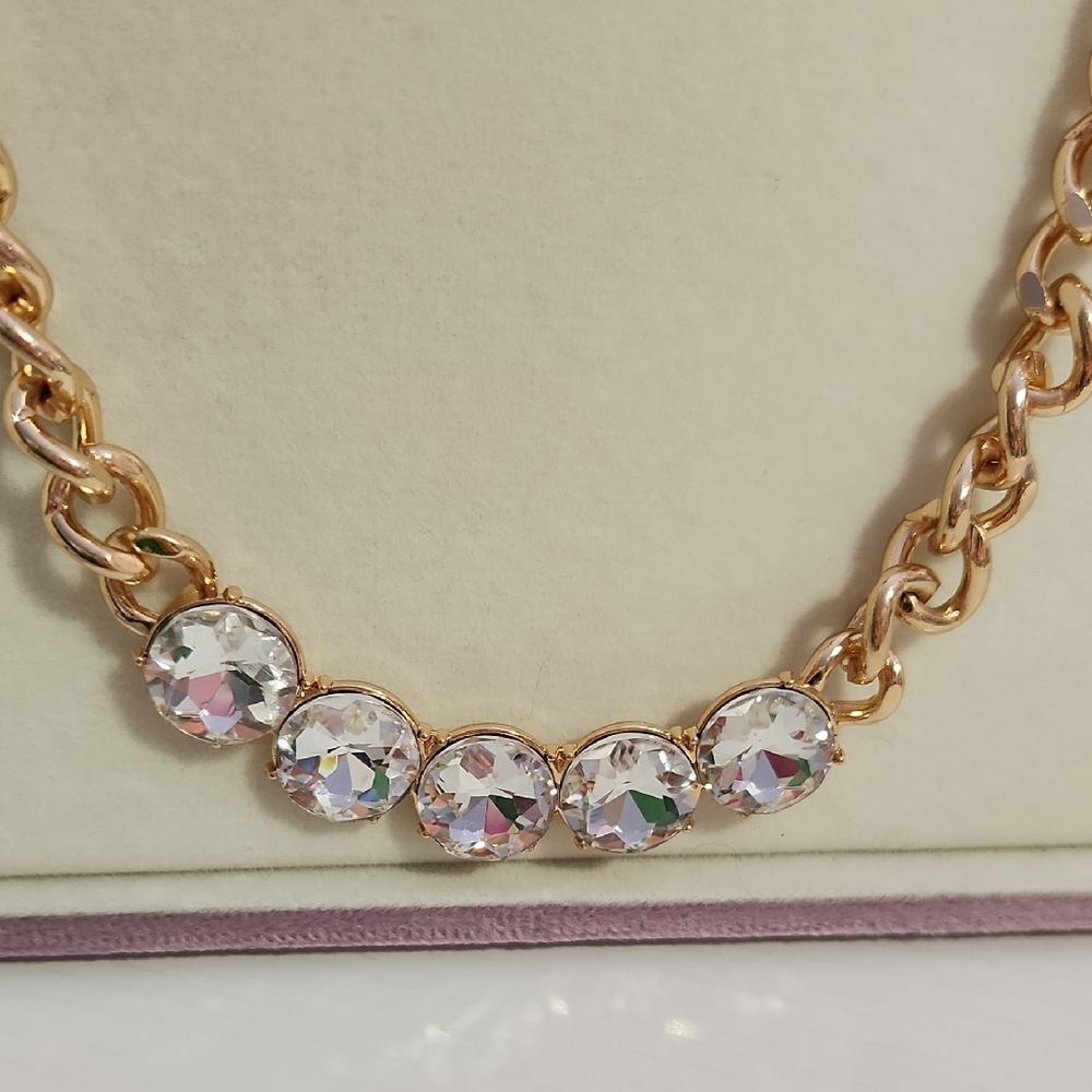 Paparazzi Gold and Silver Necklace Earring Set with Crystal Embellishments